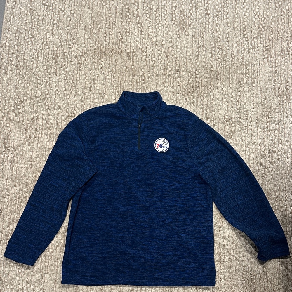 Men's NBA (76ers) Navy Blue Quarter-Zip Sweater (309)